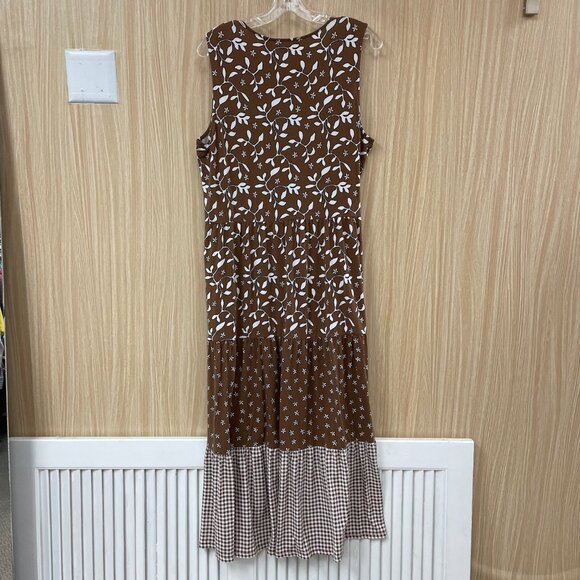 Lands' End Brown Print Dress Size 14/16 - Picture 2 of 4